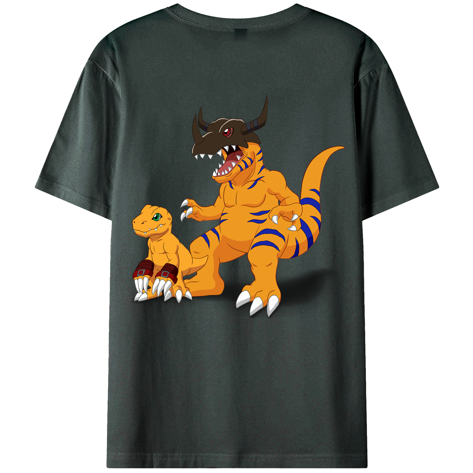 （画像用） Digimon デジタルモンスター/デジモン 綿100％ メンズ半袖Tシャツ（バックプリント） 通気性